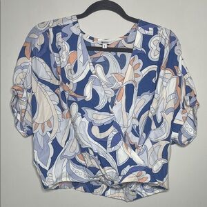 Reitmans Floral Blue and Orange Women's Blouse